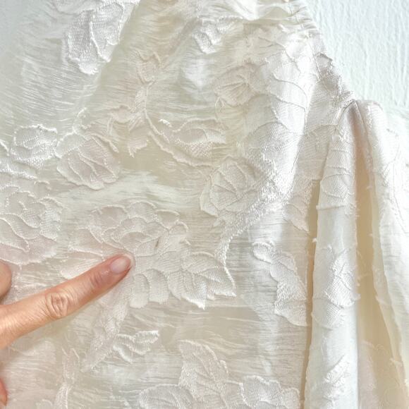 Arula Womens Mini Dress 1X Ivory Floral Cottagecore Boho Prairie Puff Sleeve - Picture 7 of 14